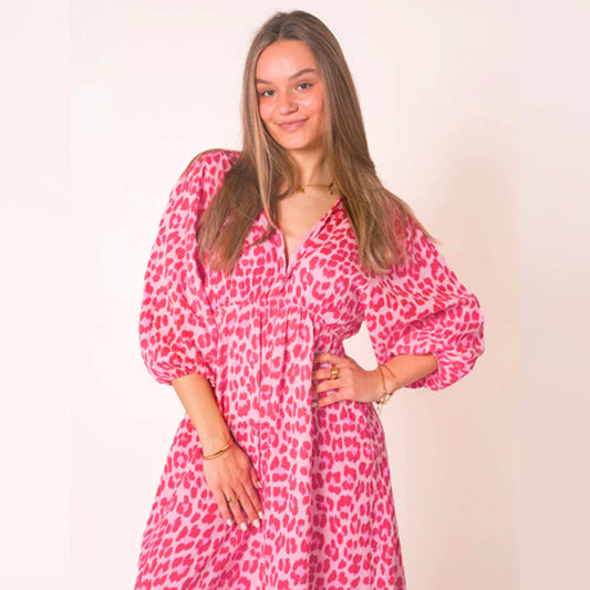 Sara - ✨🔥Vestido con cuello en V y estampado para mujer✨🔥