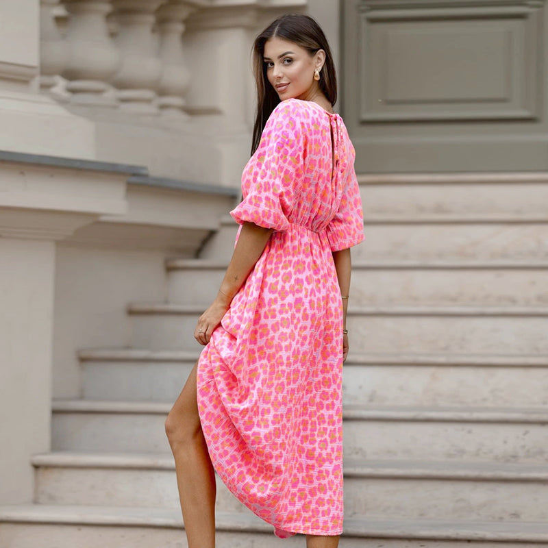 Sara - ✨🔥Vestido con cuello en V y estampado para mujer✨🔥