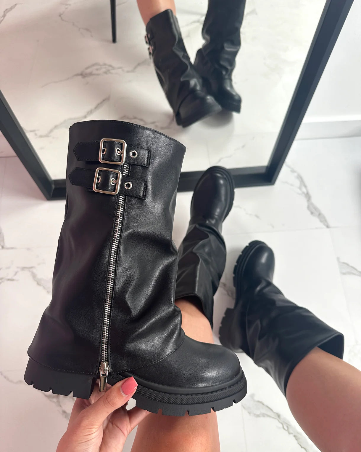 Angela - Botas con cremallera de cobertura