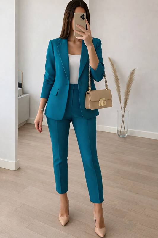 Leonela - Traje de mujer: pantalón y chaqueta, atuendo casual elegante