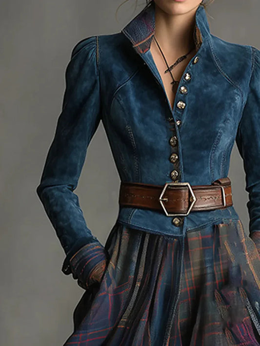 Edurne | Vestido maxi en ante azul